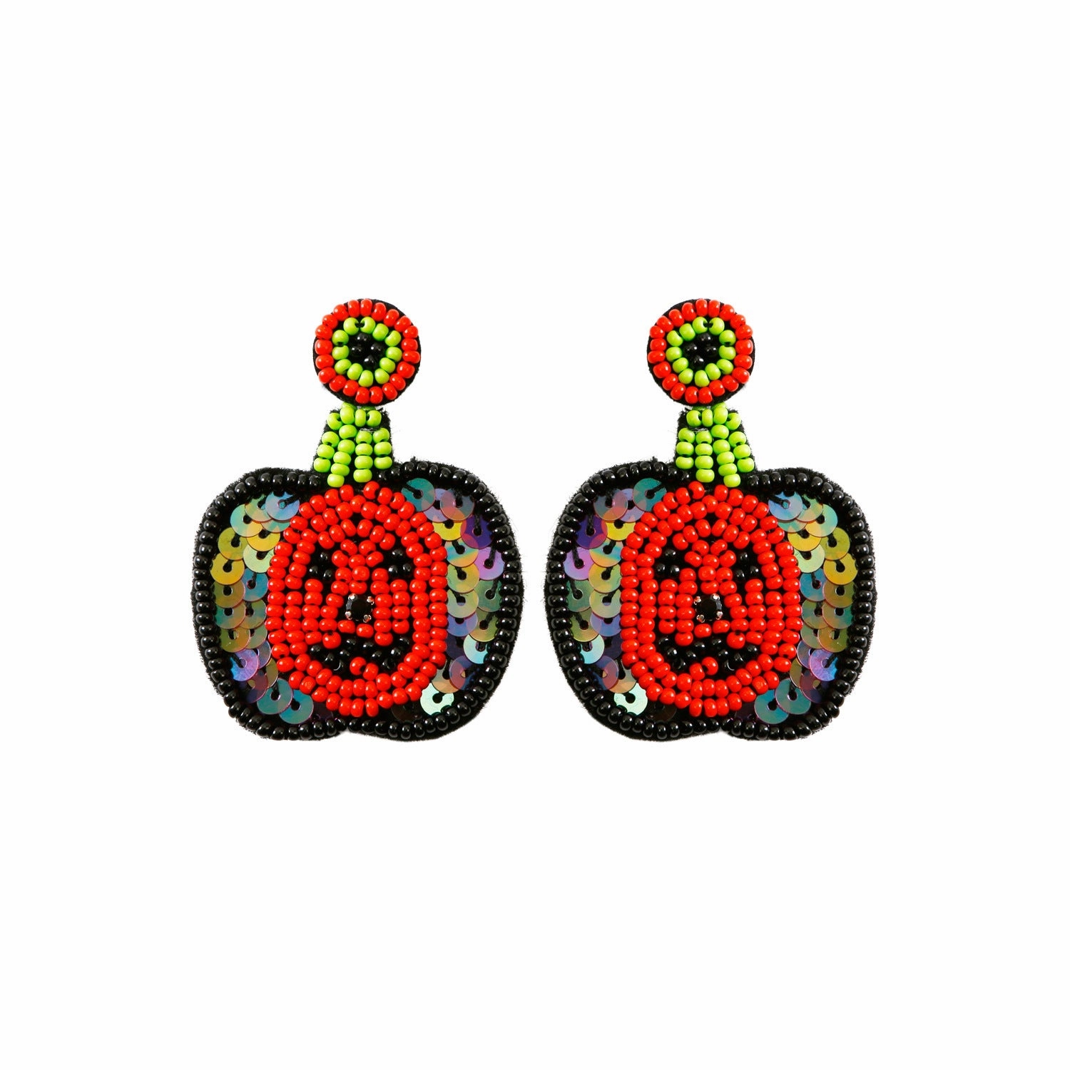 Wholesale Halloween Hat Ghost Creative Rice Bead Pumpkin Bat Exaggerated Earrings