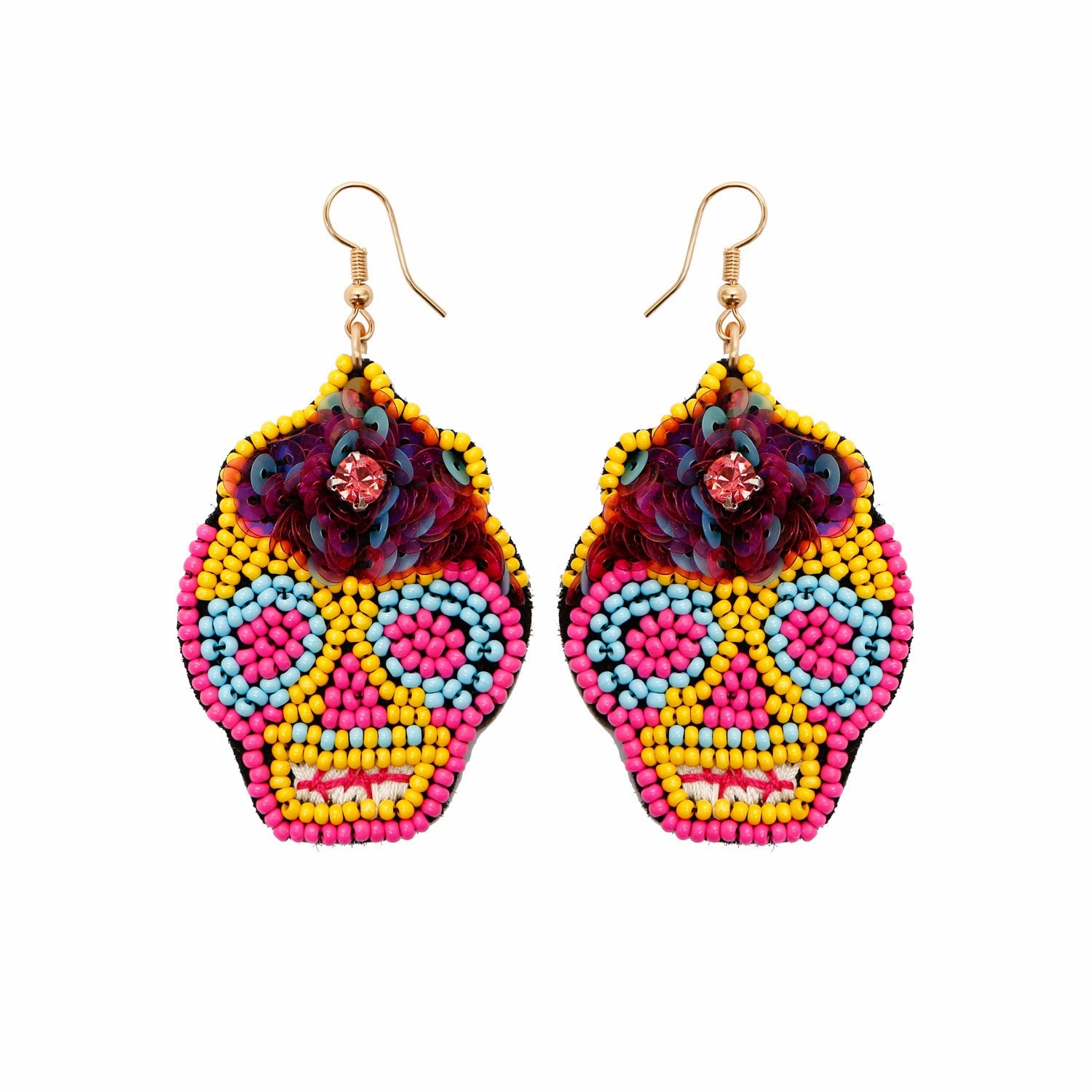Wholesale Halloween Hat Ghost Creative Rice Bead Pumpkin Bat Exaggerated Earrings