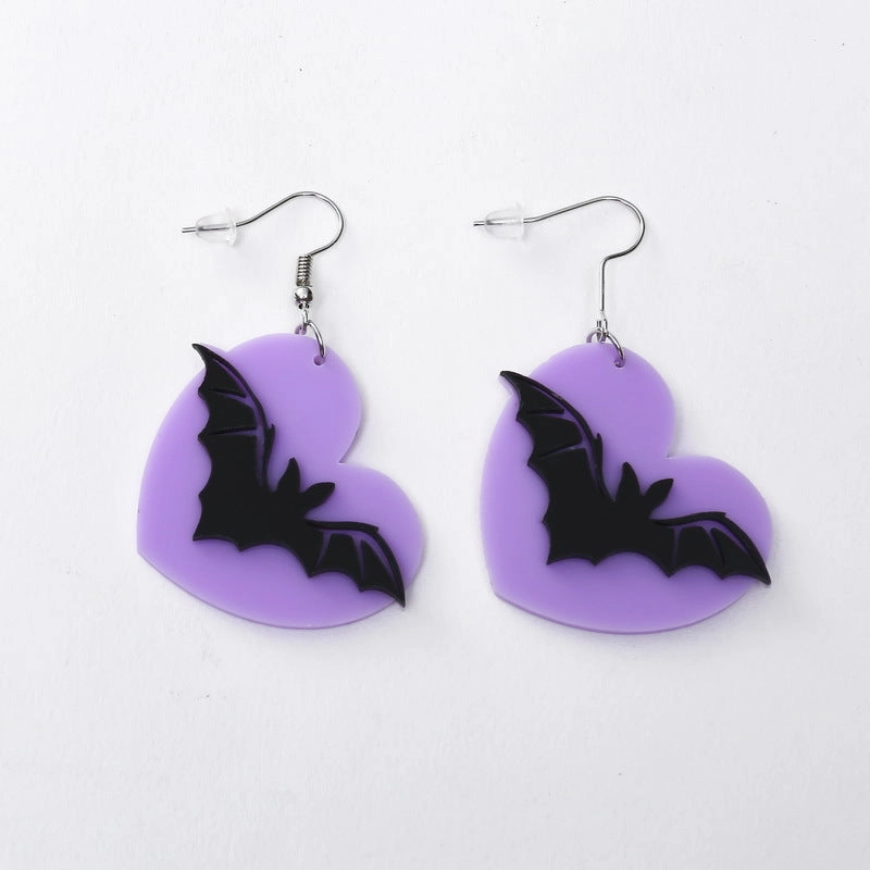 Wholesale Halloween Little Devil Cute Purple Bat Wings Acrylic Earrings