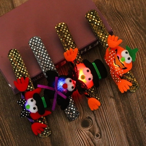 Wholesale Halloween Party Decorations, Luminous Clapping Rings, Polyester Bracelets with Lights