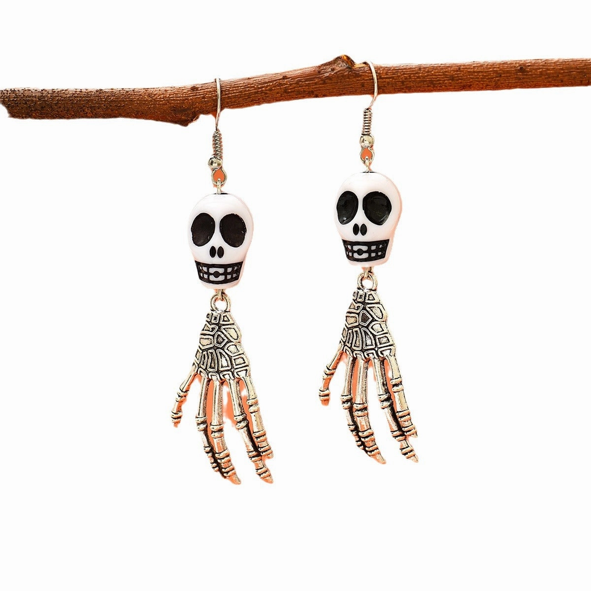 Wholesale Halloween Personalized Dark Skull Ghost Claw Pendant Earrings