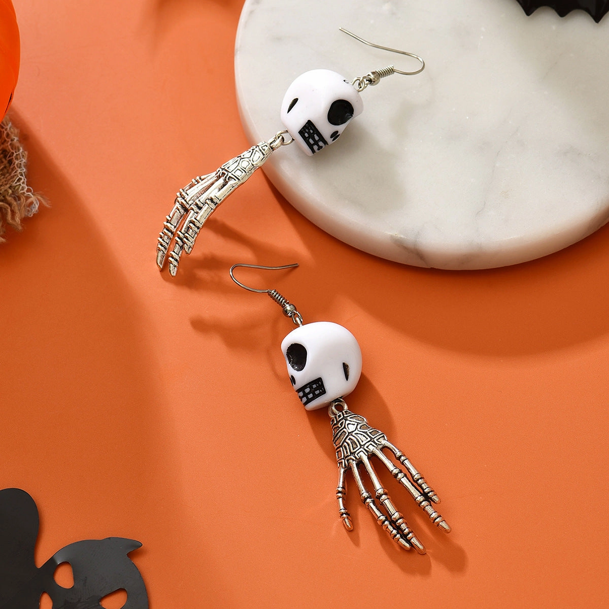 Wholesale Halloween Personalized Dark Skull Ghost Claw Pendant Earrings