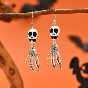 Wholesale Halloween Personalized Dark Skull Ghost Claw Pendant Earrings