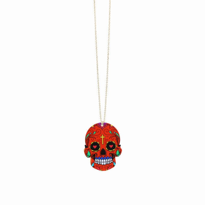 Wholesale Halloween Resin Personalized Skull Pendant Necklace