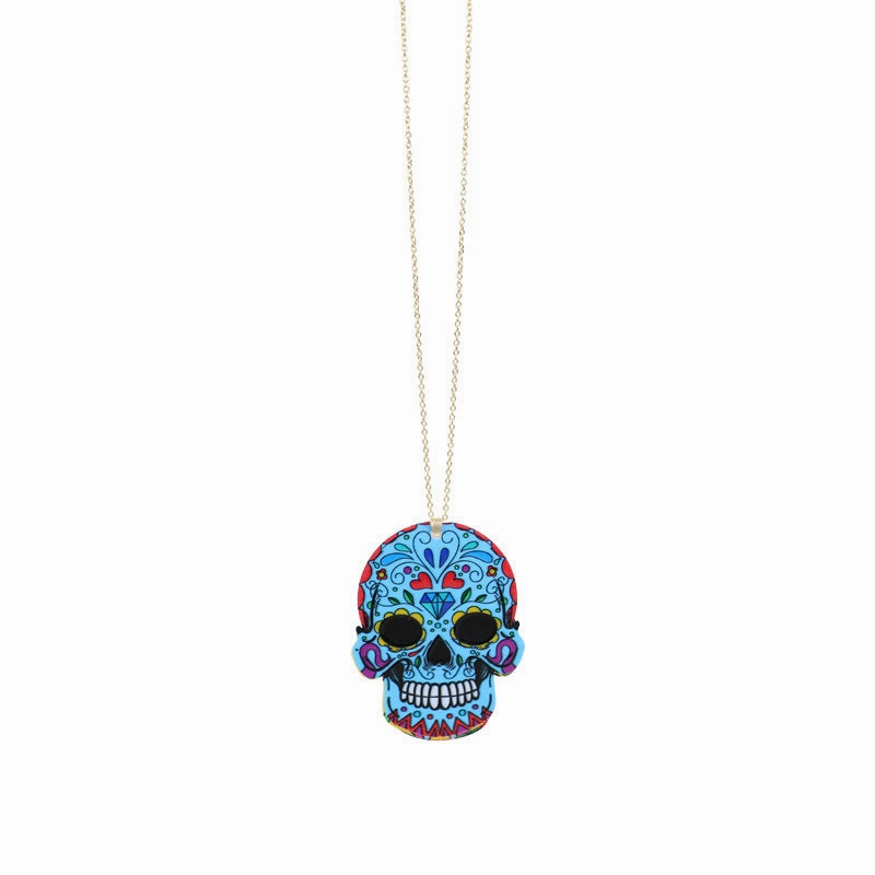 Wholesale Halloween Resin Personalized Skull Pendant Necklace