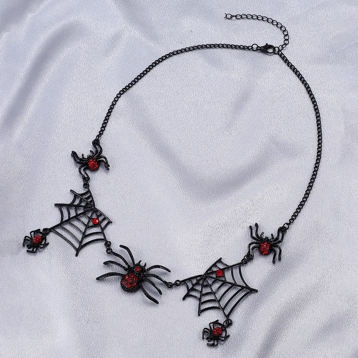 Wholesale Halloween Retro Gothic Exaggerated Black Spider Web Necklace