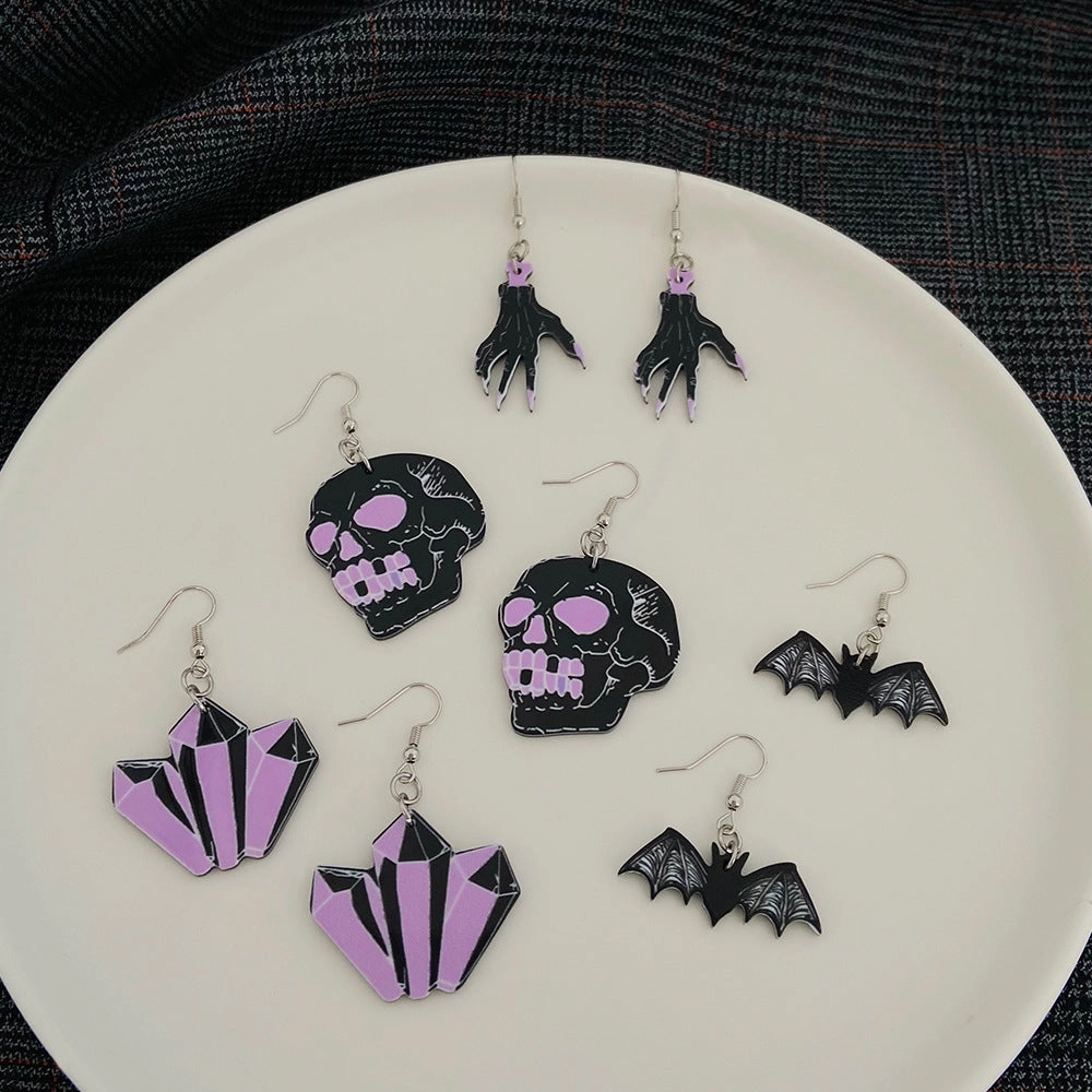 Wholesale Halloween series Bat Skeleton Acrylic Earrings