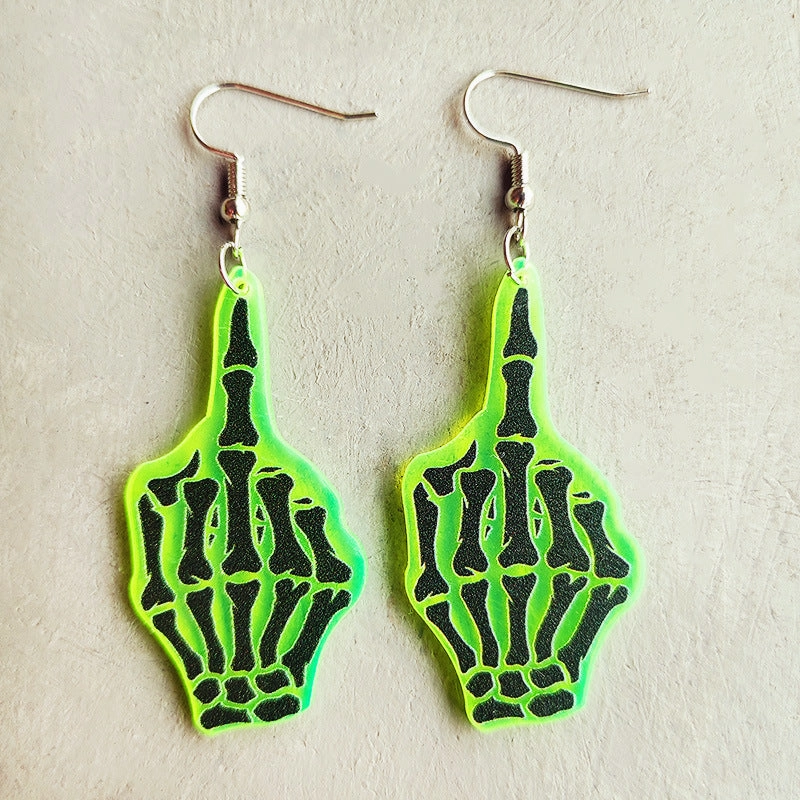 Wholesale Halloween Skeleton Alien UFO Fluorescent Acrylic Earrings