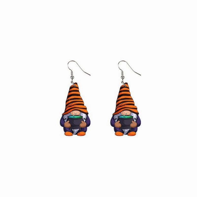 Wholesale Halloween Smiley Pumpkin Black Cat Candy Basket Acrylic Earrings