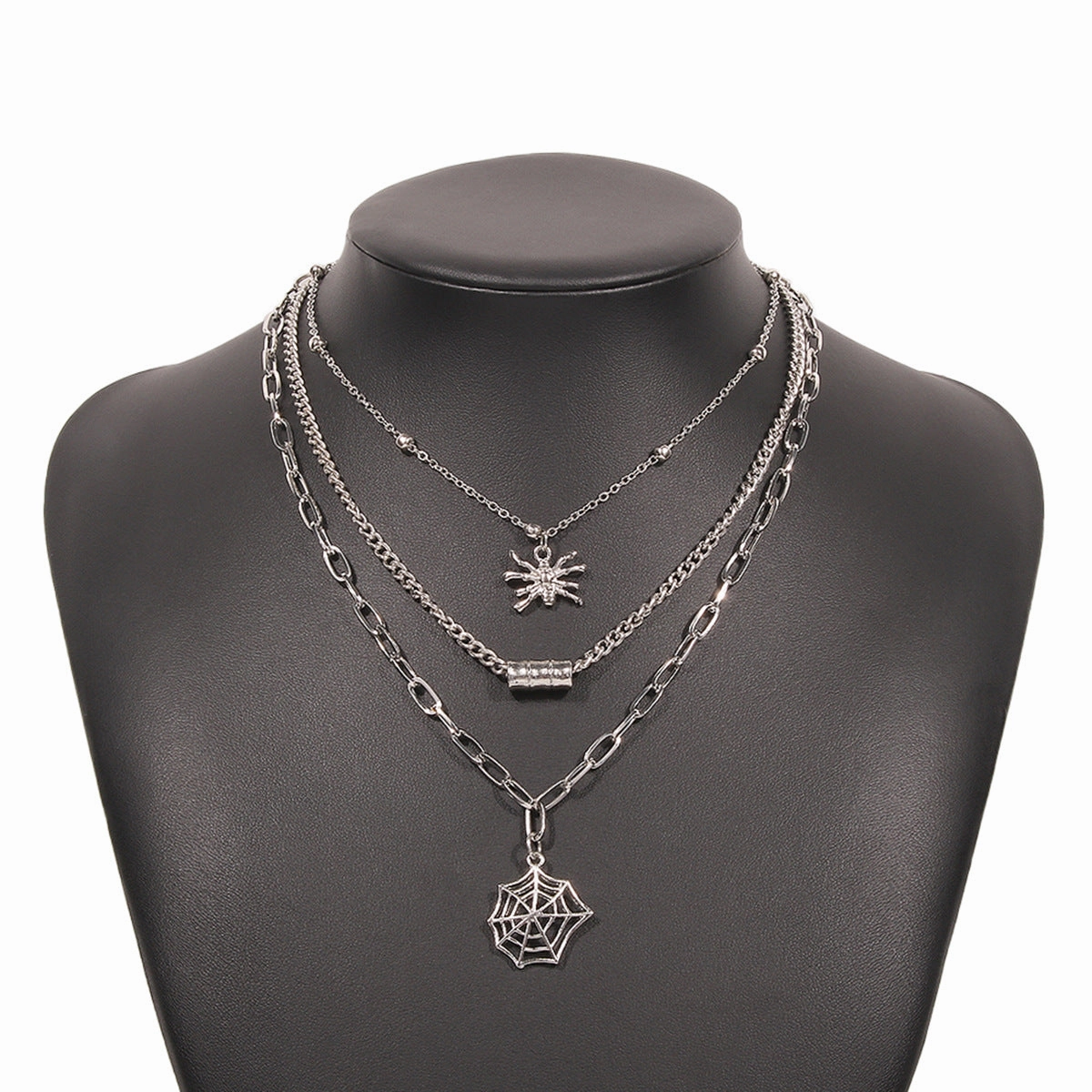 Wholesale Halloween Spider Web Multi-layer Simple Necklace