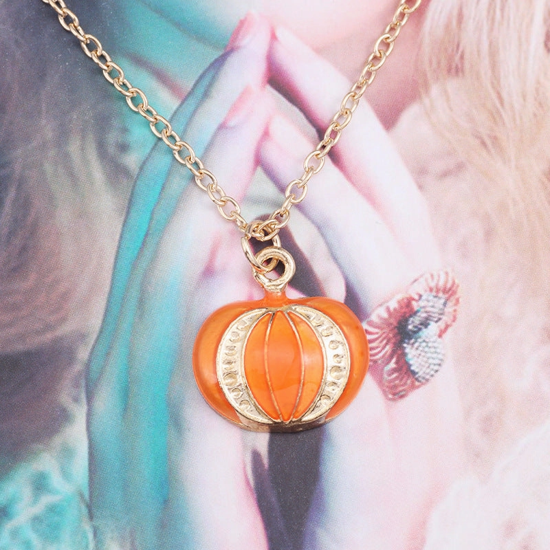 Wholesale Halloween Themed Pumpkin Hat Cat Animal Necklace