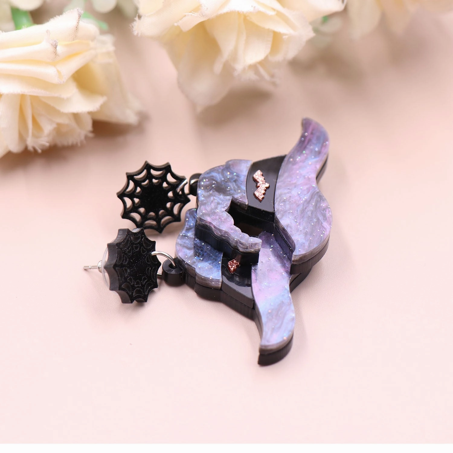Wholesale Halloween Witch Hat Earrings Spider Acrylic Earrings