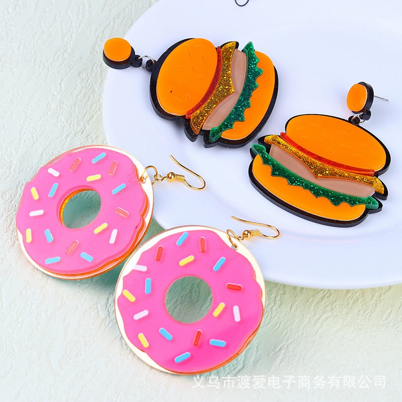 Wholesale Hamburger Donuts and Acrylic Earrings