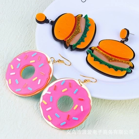 Wholesale Hamburger Donuts and Acrylic Earrings