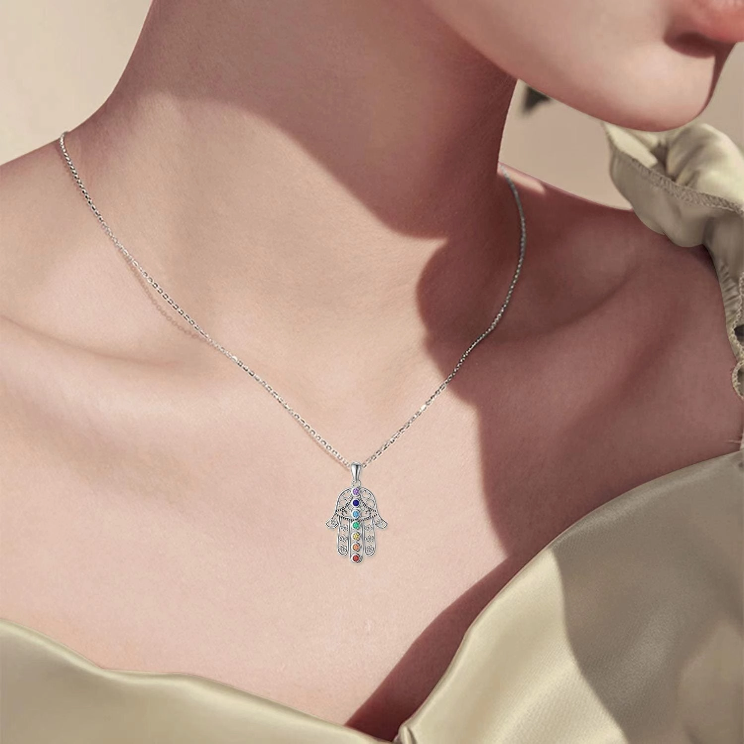 Wholesale Hand of Fatima Small Palm Buddha Hand Clavicle Necklaces