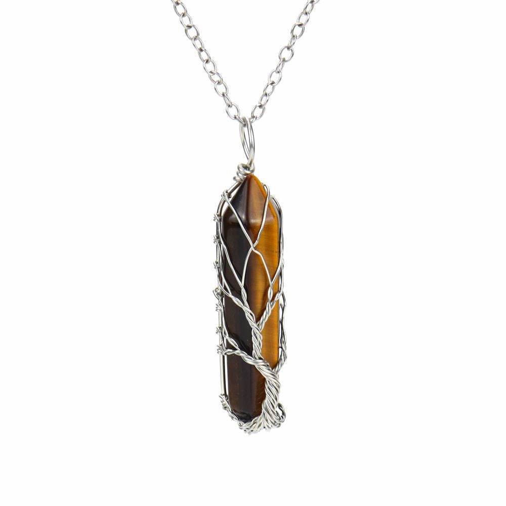 Wholesale Hand-wound Tree of Life Crystal Hexagonal Necklace
