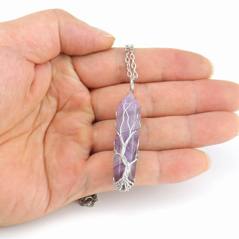 Wholesale Hand-wound Tree of Life Crystal Hexagonal Necklace