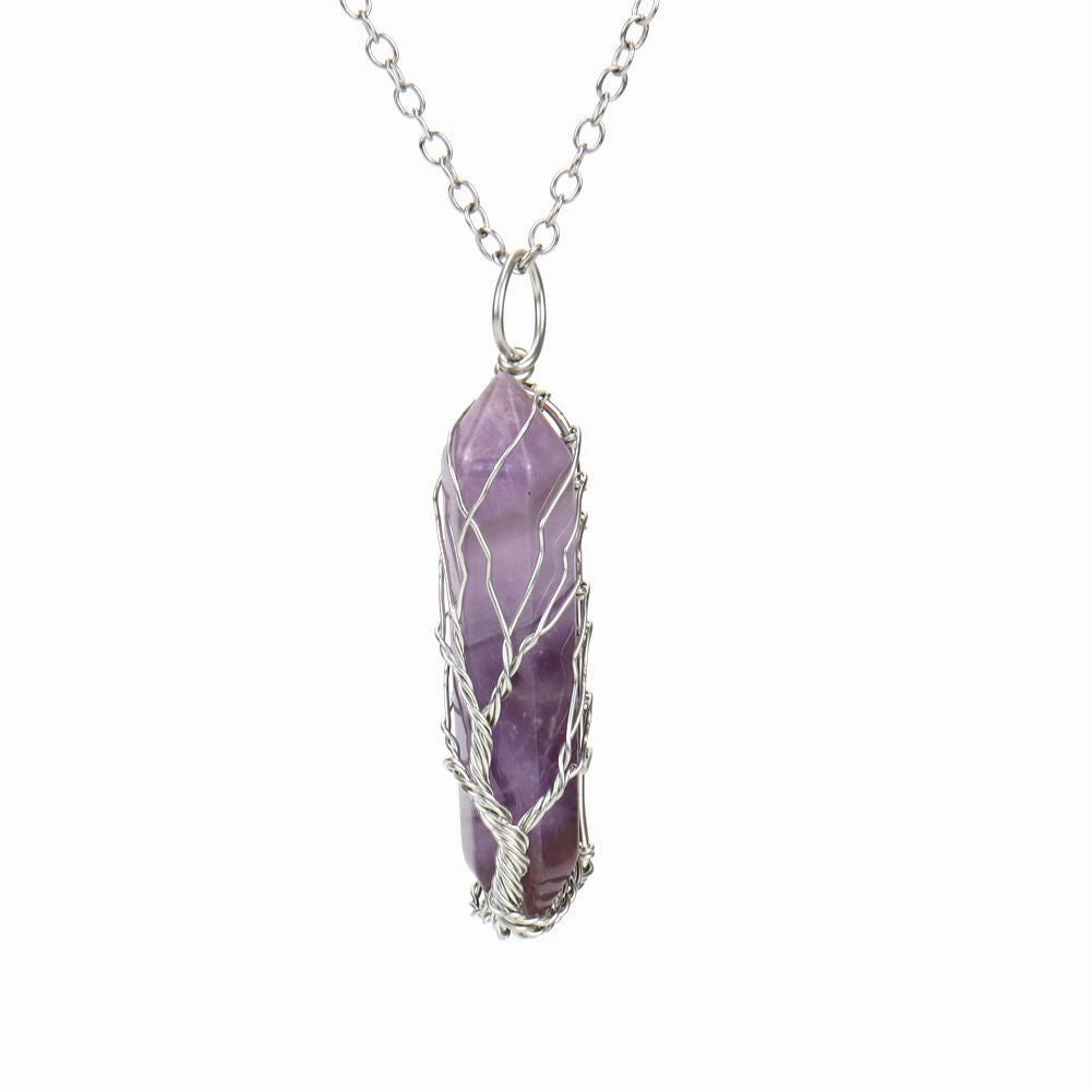 Wholesale Hand-wound Tree of Life Crystal Hexagonal Necklace