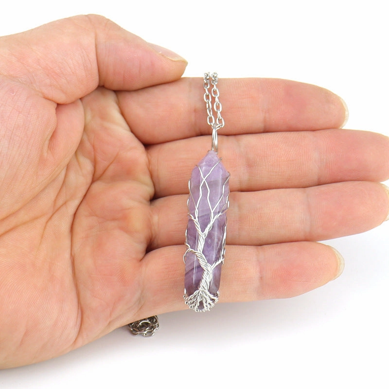 Wholesale Hand-wound Tree of Life Crystal Hexagonal Necklace
