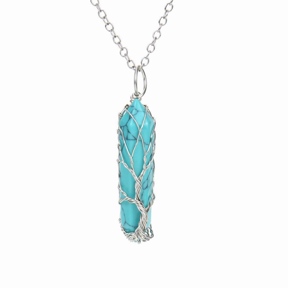Wholesale Hand-wound Tree of Life Crystal Hexagonal Necklace
