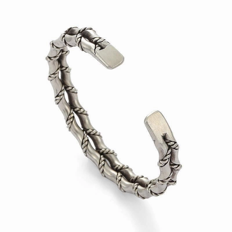 Wholesale Hand Woven Double Layer Bamboo Open Bracelet for Men