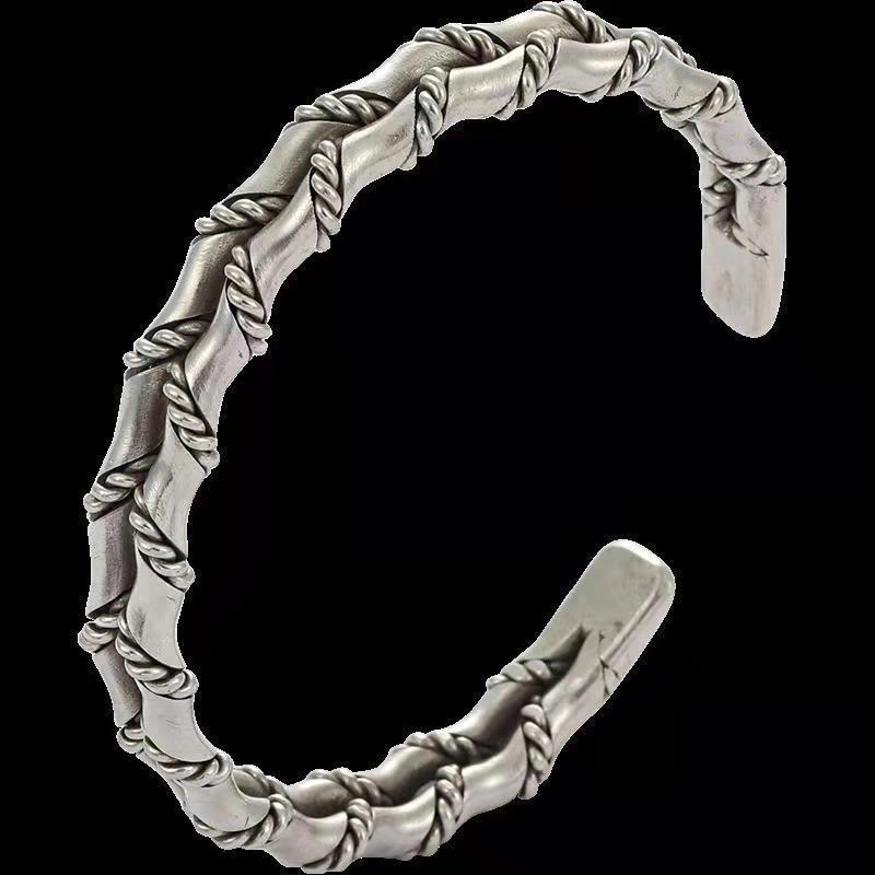 Wholesale Hand Woven Double Layer Bamboo Open Bracelet for Men