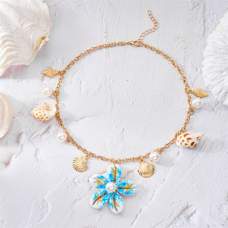 Wholesale Hand-woven shell flower necklace