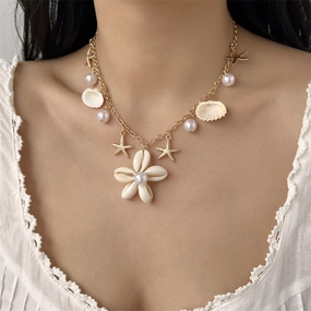 Wholesale Hand-woven shell flower necklace
