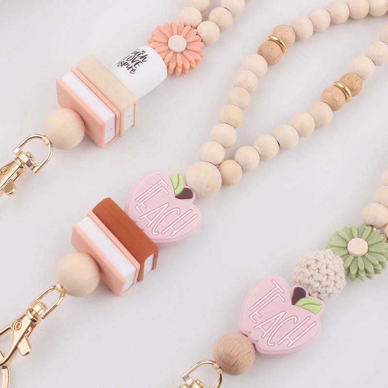 Wholesale Handmade beaded book daisy lanyard necklace badge keychain lanyard