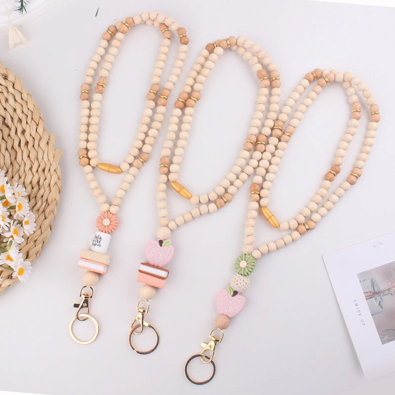 Wholesale Handmade beaded book daisy lanyard necklace badge keychain lanyard