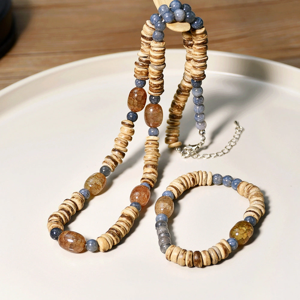 Wholesale Handmade Coconut Shell Explosive Stone Beaded Bohemian Bracelet Sweater Chain