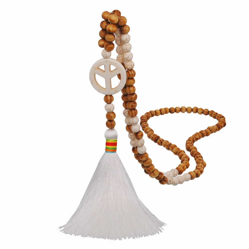 Wholesale  handmade string wooden bead necklace