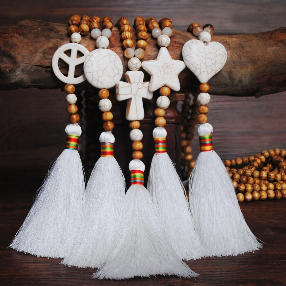 Wholesale  handmade string wooden bead necklace