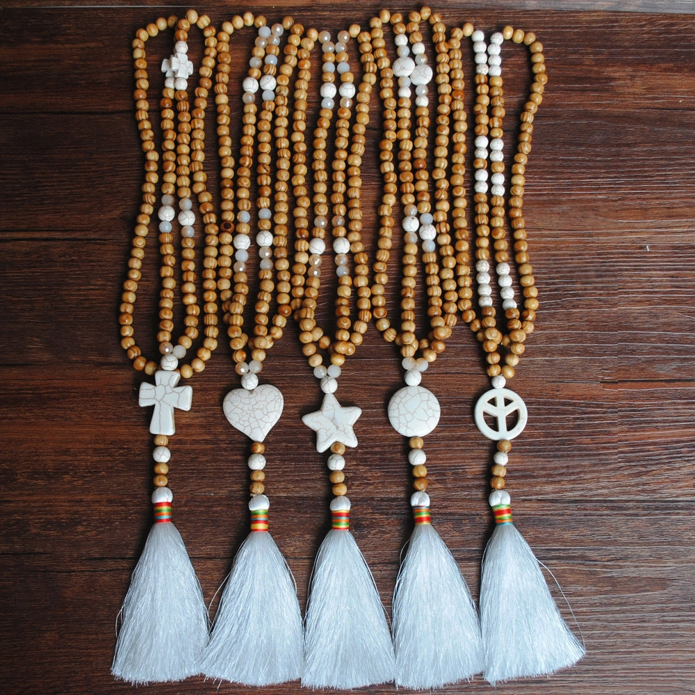 Wholesale  handmade string wooden bead necklace