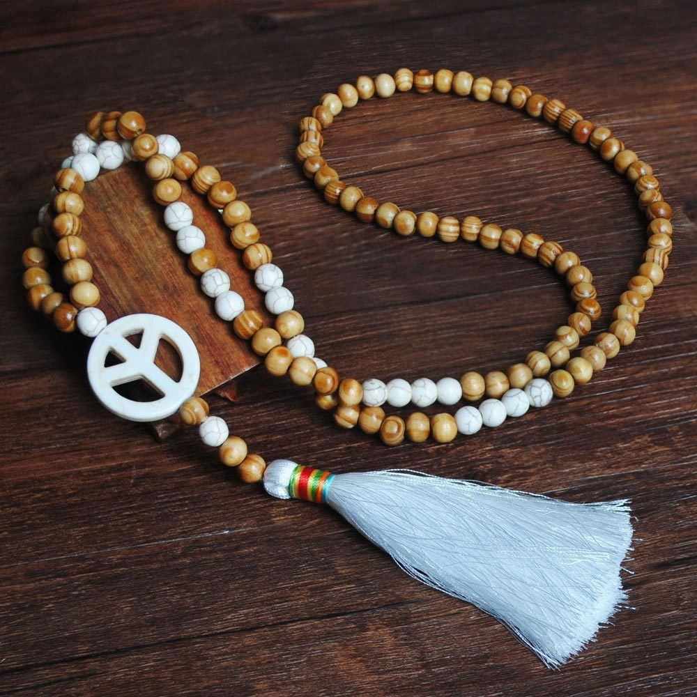 Wholesale  handmade string wooden bead necklace