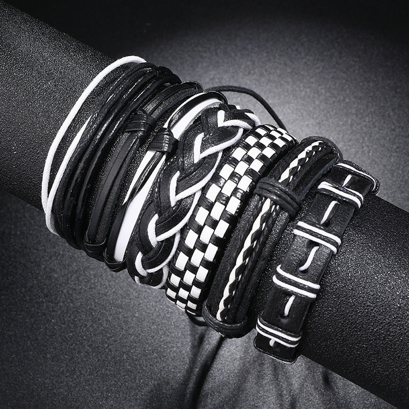 Wholesale Handwoven Multi-layer Leather DIY 6 Piece Set Bracelet