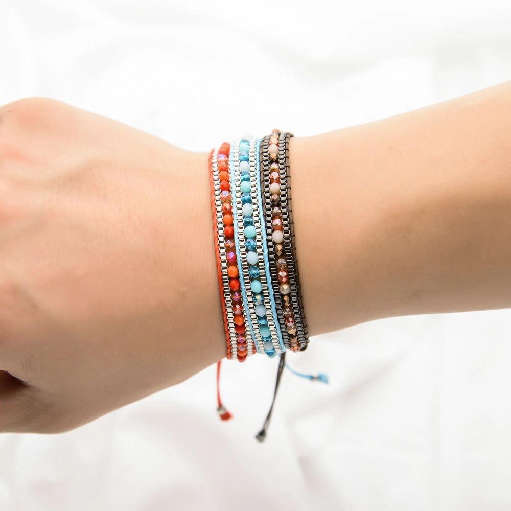 Wholesale Handwoven Vintage Ethnic Style Diamond Bracelet
