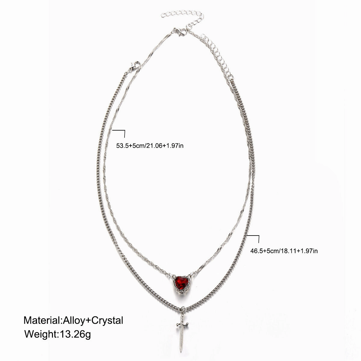 Wholesale Heart Dagger Multilayer Vintage Necklace