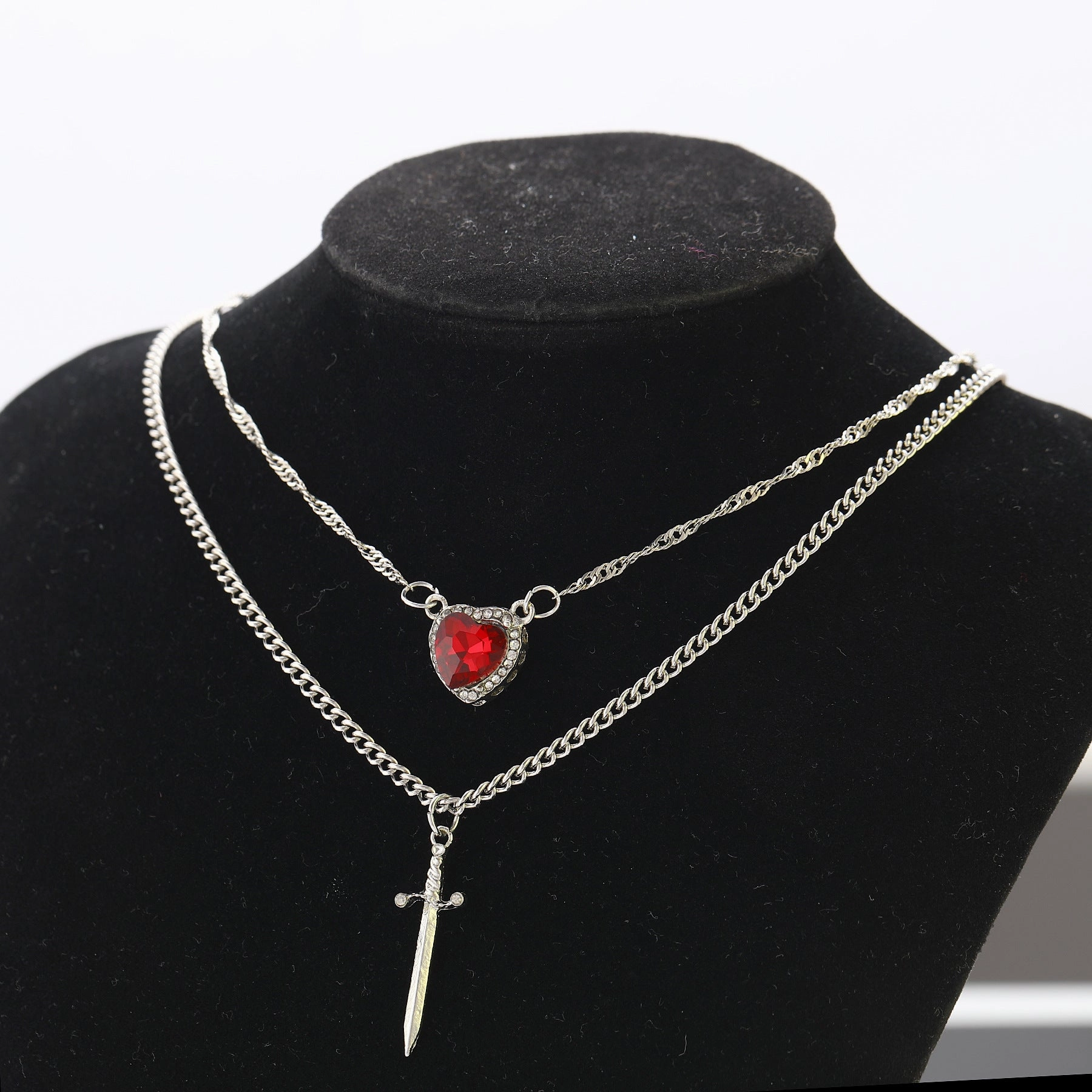Wholesale Heart Dagger Multilayer Vintage Necklace