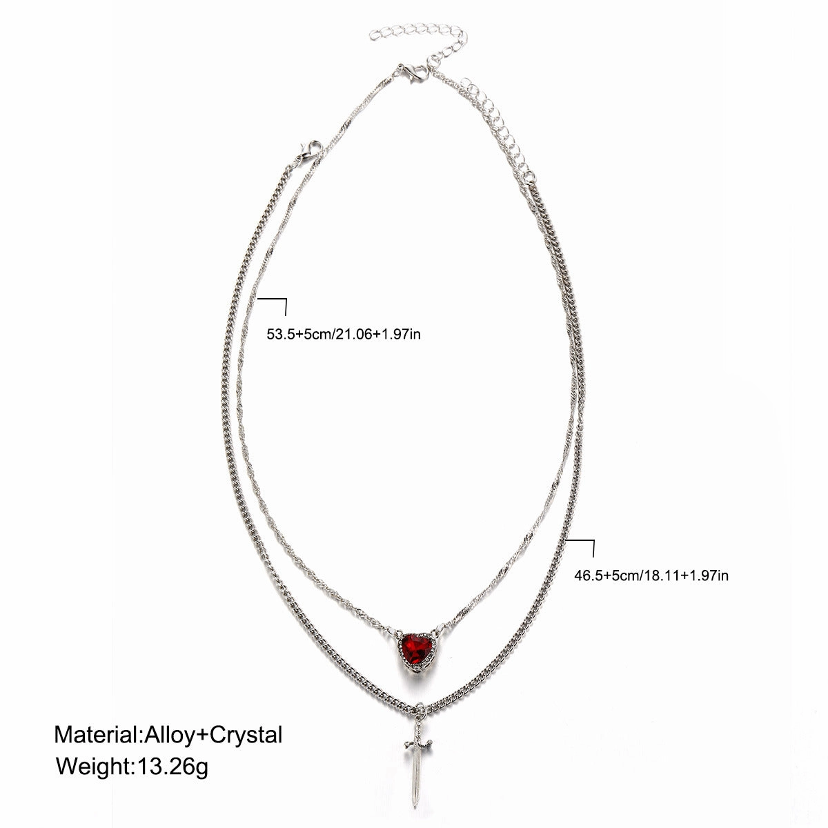 Wholesale Heart Dagger Multilayer Vintage Necklace