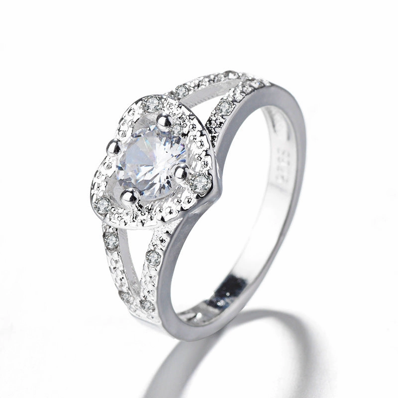 Wholesale Heart Diamond Silver Plated Rings Copper