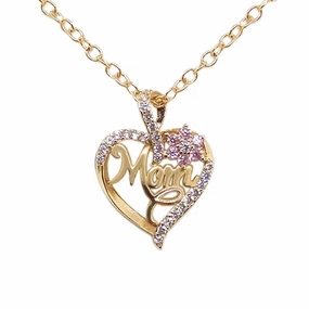 Wholesale Heart Flower MOM Diamond Zircon Necklace