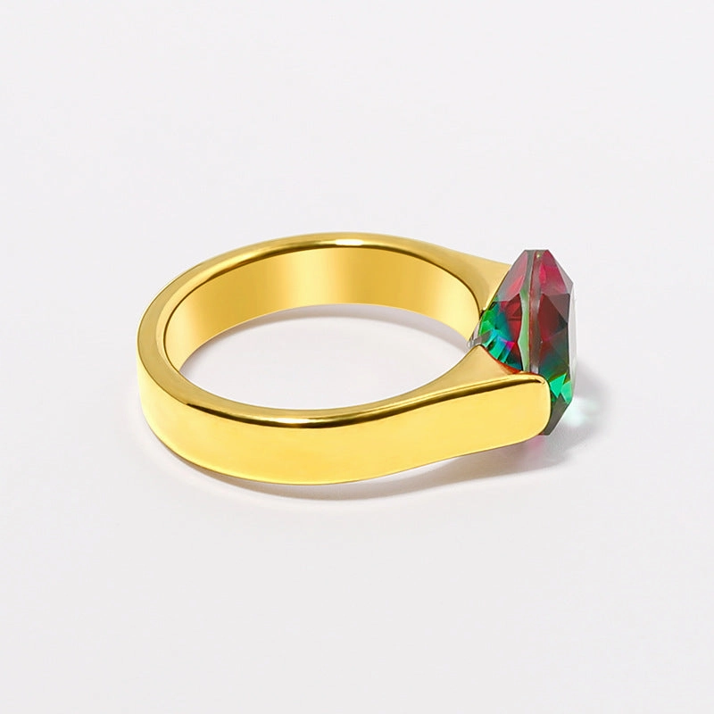 Wholesale Heart Gemstone Stainless Steel Rings