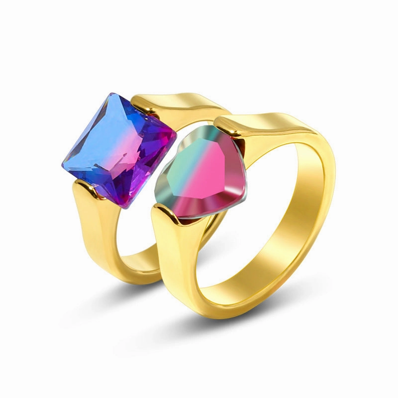 Wholesale Heart Gemstone Stainless Steel Rings