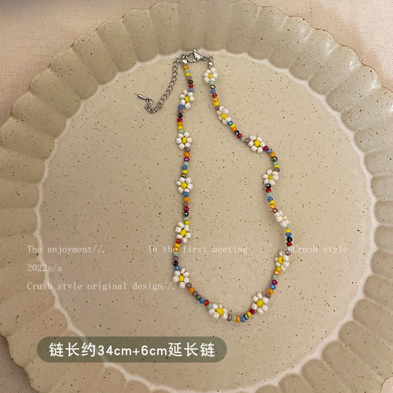 Wholesale Heart Glass Colorful Beaded Necklaces