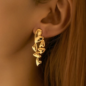 Wholesale Heart Irregular Copper Plated 18K Real Gold Earrings