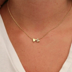 Wholesale Heart Letter Pendant Gold Plated Necklaces