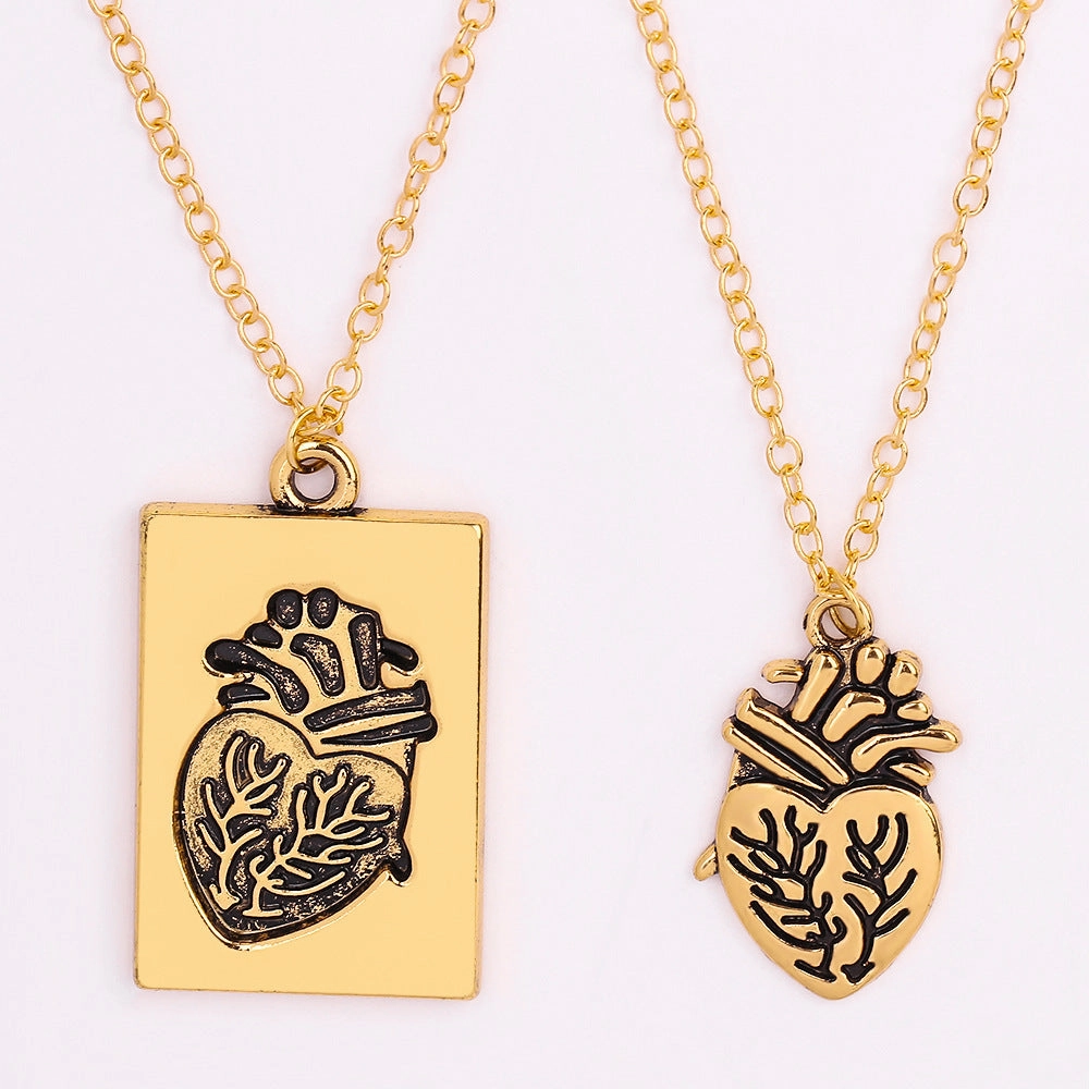 Wholesale Heart Pair Necklace Gold Silver Couple Alloy Necklace