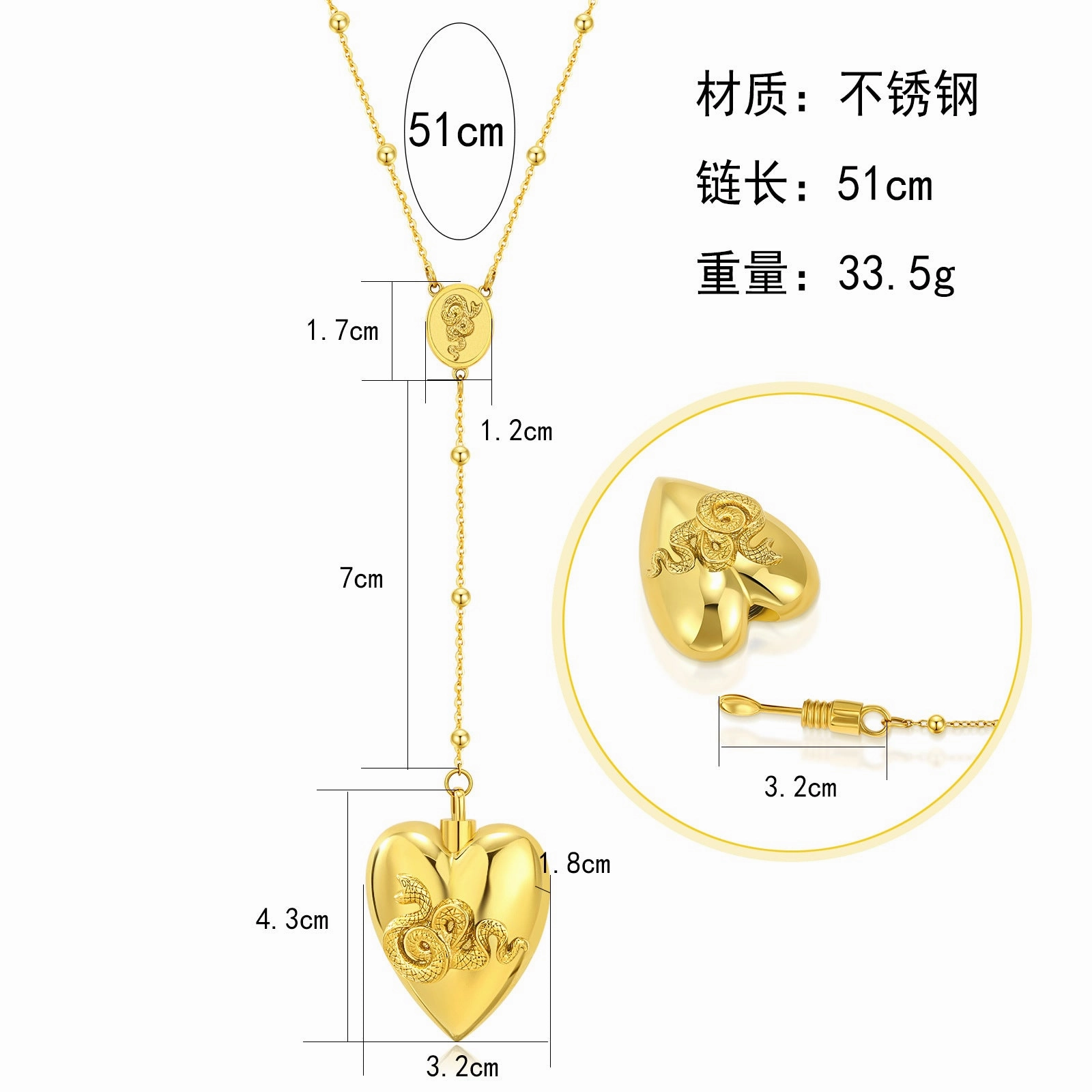 Wholesale Heart Pendant Personalized Stainless Steel Love Urn Necklaces