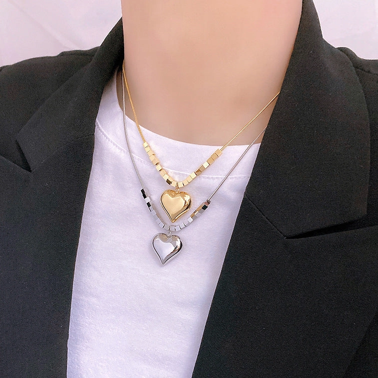 Wholesale Heart Pendant Square Titanium Steel Necklaces